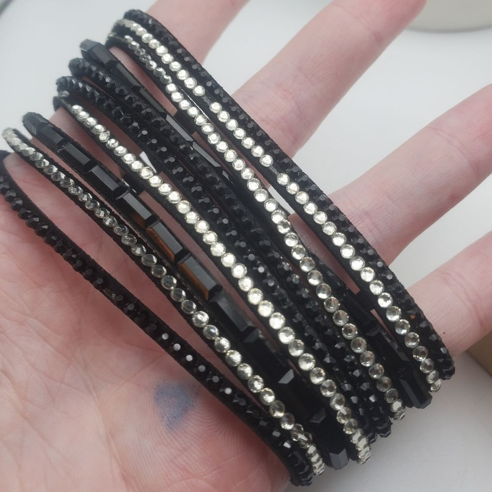 Emo edgy punk rhinestone Wrist band bracelet
